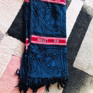 vivienne westwood logo pattern blue scarf used